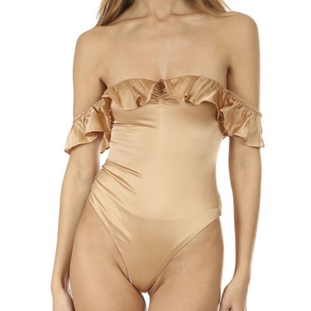 For Love and Lemons Gold Silk Bodysuit